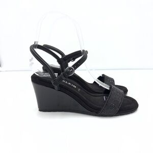 Anne Klein iflex Black Strappy Wedge Sandals